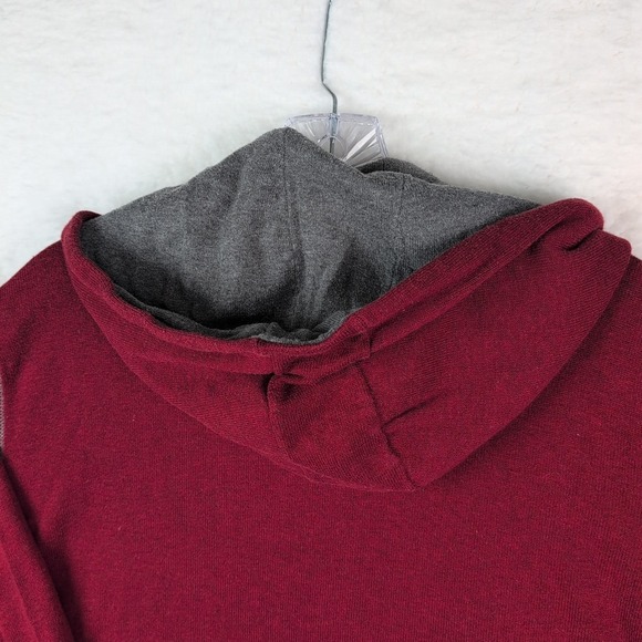 Agave Denim Full Zip Red Gray Cotton Hoodie Size Medium Soft Knit Oversized - Picture 7 of 10